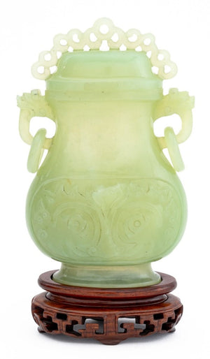 Chinese Carved Jade Covered Hu Vase (9755237286195)