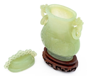 Chinese Carved Jade Covered Hu Vase (9755237286195)