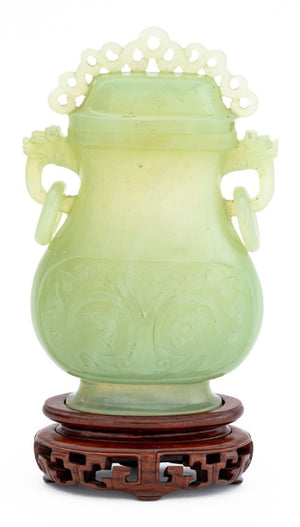 Chinese Carved Jade Covered Hu Vase (9755237286195)