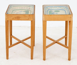 Mexican Ceramic Dish Inset Side Tables, Pair (9843567067443)