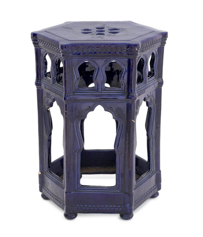 Moroccan Style Cobalt Blue Ceramic Garden Seat