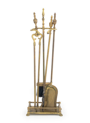 Federal Style Brass Fireplace Tools Set, 5 Pcs.