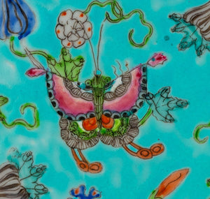 Chinese Export Butterfly Motif Turquoise Plates, 2 (9765743395123)