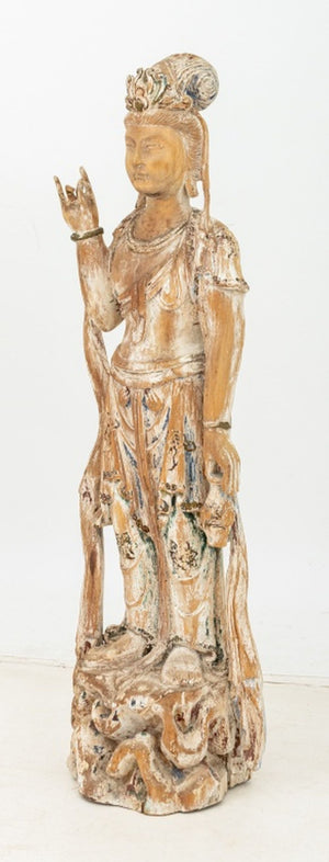 Chinese Carved Wood Guanyin Sculpture (9832482177331)