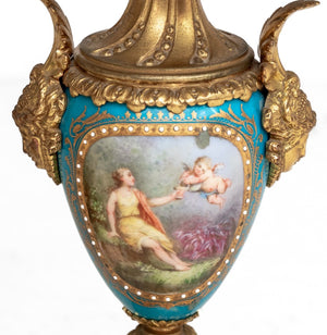 Pair of French Gilt Metal & Blue Porcelain Candelabra (9701523718451)