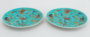 Chinese Export Butterfly Motif Turquoise Plates, 2 (9765743395123)