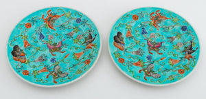 Chinese Export Butterfly Motif Turquoise Plates, 2 (9765743395123)