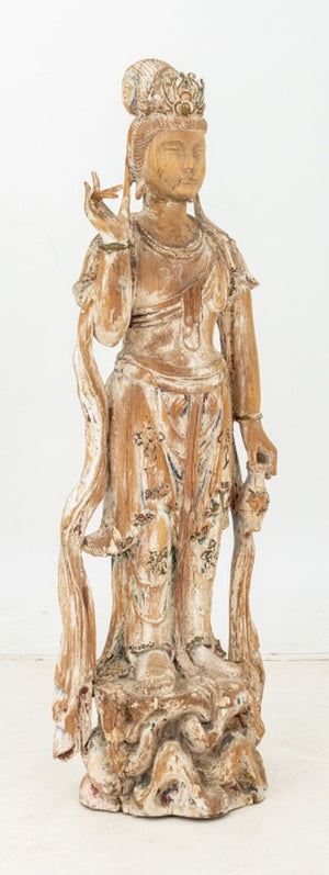 Chinese Carved Wood Guanyin Sculpture (9832482177331)