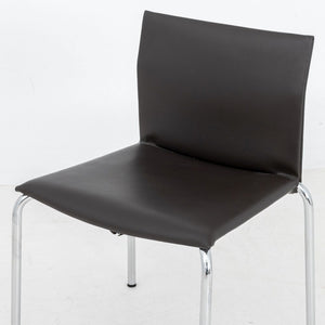 Postmodern Chocolate Brown Leather Side Chair (9856412123443)