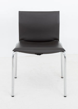 Postmodern Chocolate Brown Leather Side Chair (9856412123443)