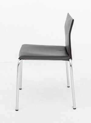 Postmodern Chocolate Brown Leather Side Chair (9856412123443)