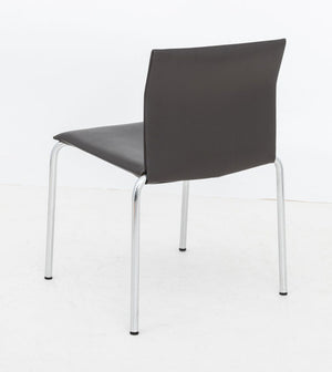 Postmodern Chocolate Brown Leather Side Chair (9856412123443)