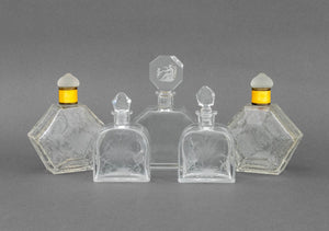 French Etched Glass Perfume Bottles, 5