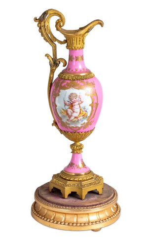 Sevres Gilt Metal Mounted Pink Porcelain Ewer (9769955295539)
