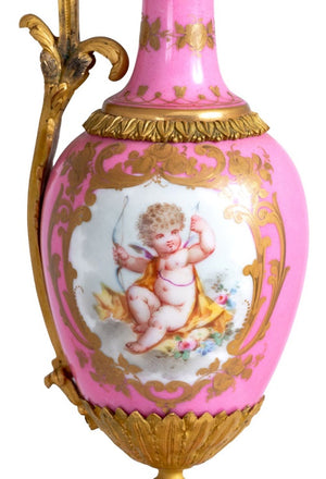 Sevres Gilt Metal Mounted Pink Porcelain Ewer (9769955295539)