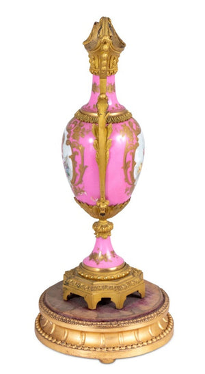 Sevres Gilt Metal Mounted Pink Porcelain Ewer (9769955295539)