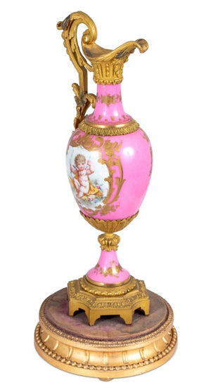 Sevres Gilt Metal Mounted Pink Porcelain Ewer (9769955295539)