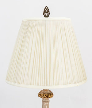 Gilt & Painted Wood Candlestick Lamps, Pair (9843616121139)