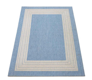 Contemporary Blue and White Indoor/Outdoor Rug