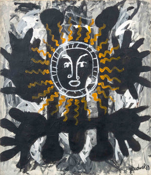 Walter Gaudnek "Alice's Sun God" Oil on Canvas, 1969
