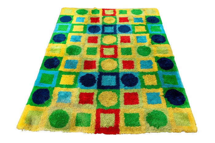Geometric Rya Rug Shag Carpet, 11' 6.5" x 8' 8"