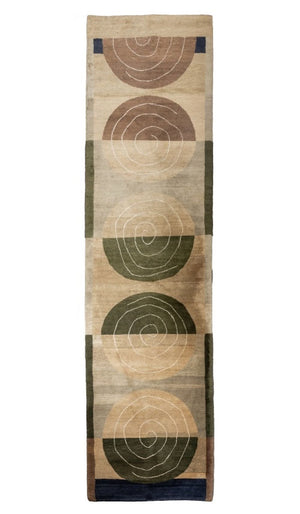 Modern Wool Pile Green Runner, 11' 8" x 3' 1" (9769962537267)