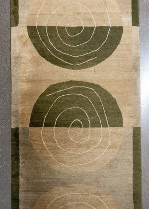 Modern Wool Pile Green Runner, 11' 8" x 3' 1" (9769962537267)
