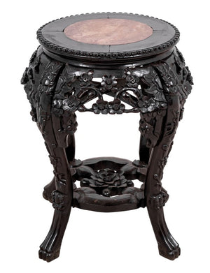 Chinese Hardwood and Marble Pedestal Table (9808496492851)