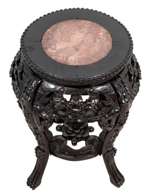 Chinese Hardwood and Marble Pedestal Table (9808496492851)
