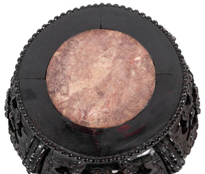 Chinese Hardwood and Marble Pedestal Table (9808496492851)