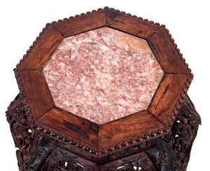 Chinese Hardwood and Marble Pedestal Table (9808500818227)
