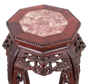 Chinese Hardwood and Marble Pedestal Table (9808502456627)