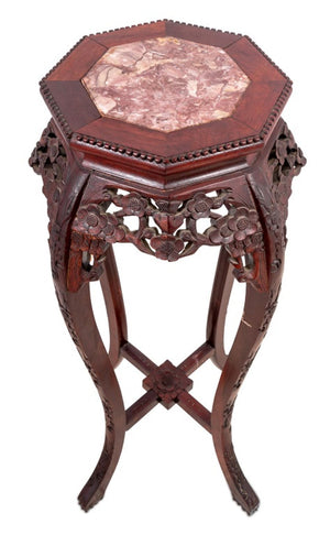 Chinese Hardwood and Marble Pedestal Table (9808502456627)