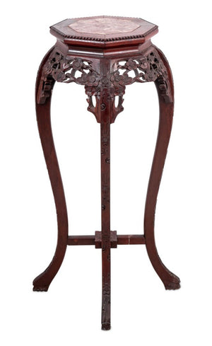 Chinese Hardwood and Marble Pedestal Table (9808502456627)