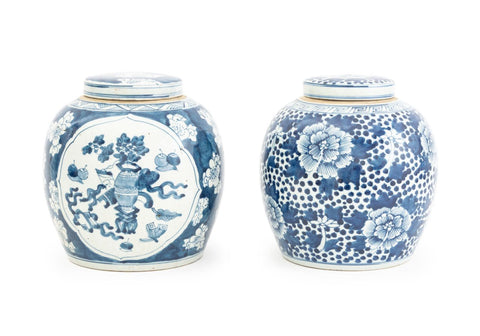 Chinese Blue & White Porcelain Ginger Jars, 2