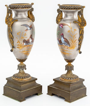 Paris Porcelain Brass Mounted Vases, 19th C. (9843622576435)