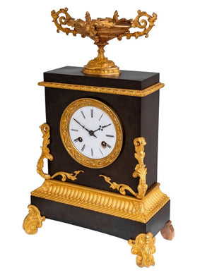 Charles X Gilt and Patinated Bronze Mantel Clock (9775844917555)