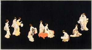 Japanese Figural Group Padded Silk Oshi-e Collage