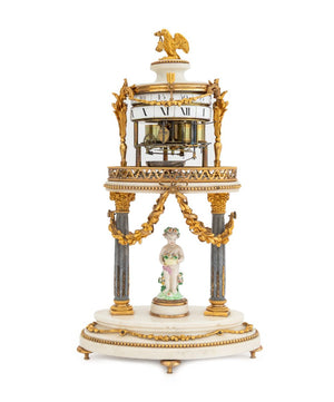 Louis XVI Bronze, Marble, & Porcelain Rotary Clock