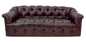 Chesterfield Burgundy Leather Button-Tufted Sofa (9814236135731)