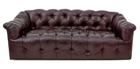 Chesterfield Burgundy Leather Button-Tufted Sofa