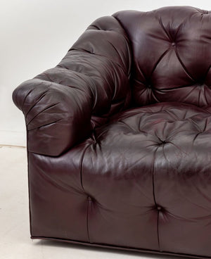 Chesterfield Burgundy Leather Button-Tufted Sofa (9814236135731)
