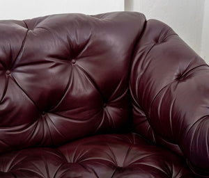 Chesterfield Burgundy Leather Button-Tufted Sofa (9814236135731)