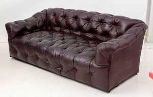 Chesterfield Burgundy Leather Button-Tufted Sofa (9814236135731)