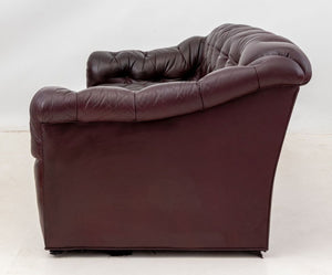 Chesterfield Burgundy Leather Button-Tufted Sofa (9814236135731)
