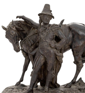 French Cavalier & Mount Patinated Metal Sculpture (9751663182131)