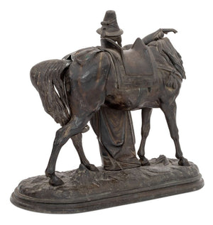 French Cavalier & Mount Patinated Metal Sculpture (9751663182131)