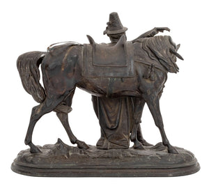 French Cavalier & Mount Patinated Metal Sculpture (9751663182131)