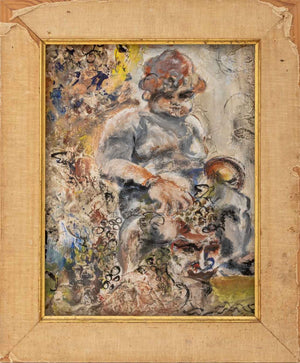 American School Abstract Figure Oil, 20th C.