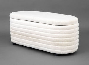 Contemporary Boucle Upholstered Storage Bench
